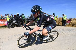 ROUBAIX FRANCE APRIL 16 Charlotte Kool of Netherlands and Team DSM competes passing through a dusty cobblestones sector during the 2nd ParisRoubaix 2022 Womens Elite a 1247km one day race from Denain to Roubaix ParisRoubaixFemmes ParisRoubaix on April 16 2022 in Roubaix France Photo by Tim de WaeleGetty Images