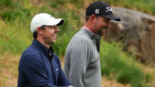 Rory McIlroy and Webb Simpson talk at the 2022 Wells Fargo Championship