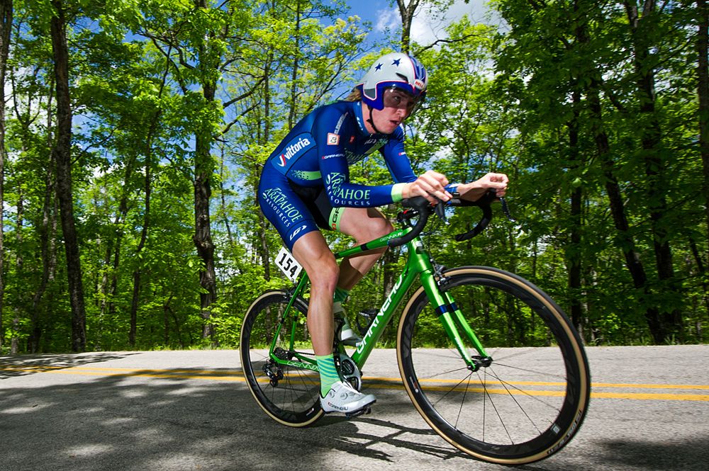 Grant Koontz (Team Arapahoe Resources (USA) makes his way up the switchback section of the course.