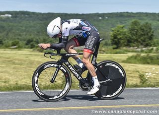 Geoffrey Curran was the early leader (Axeon Hagens Berman) and would eventually finish fourth in the Tour de Beauce time trial.