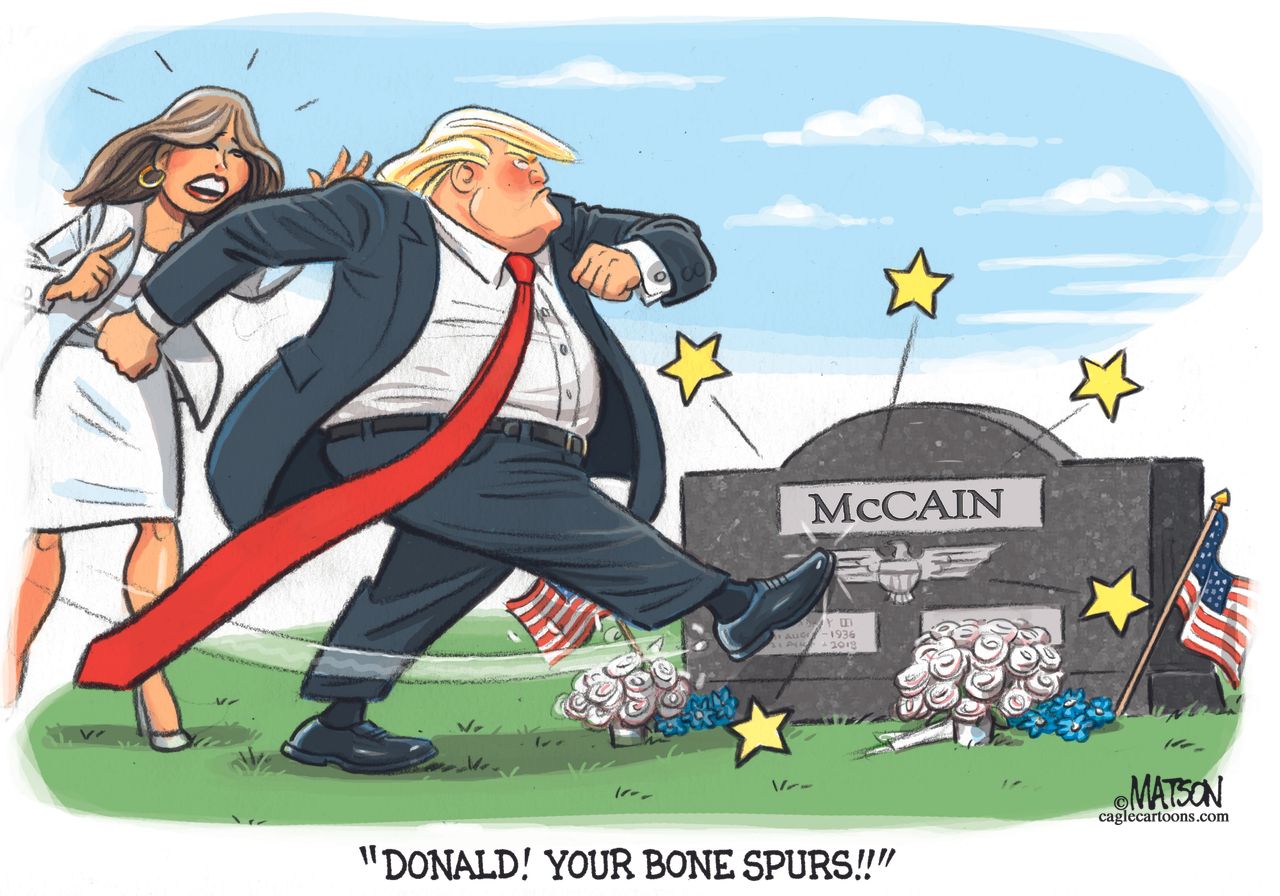 Political Cartoon U.S. Trump bone spurs McCain