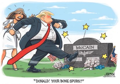 Political Cartoon U.S. Trump bone spurs McCain