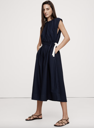 Poplin Tie-Waist Midi Dress