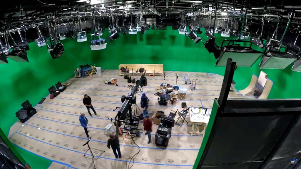 Capture from time-lapse video of CBS Los Angeles virtual studio build