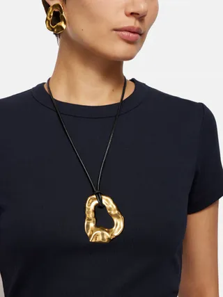 Jigsaw, Molten Loop Leather Necklace | Gold