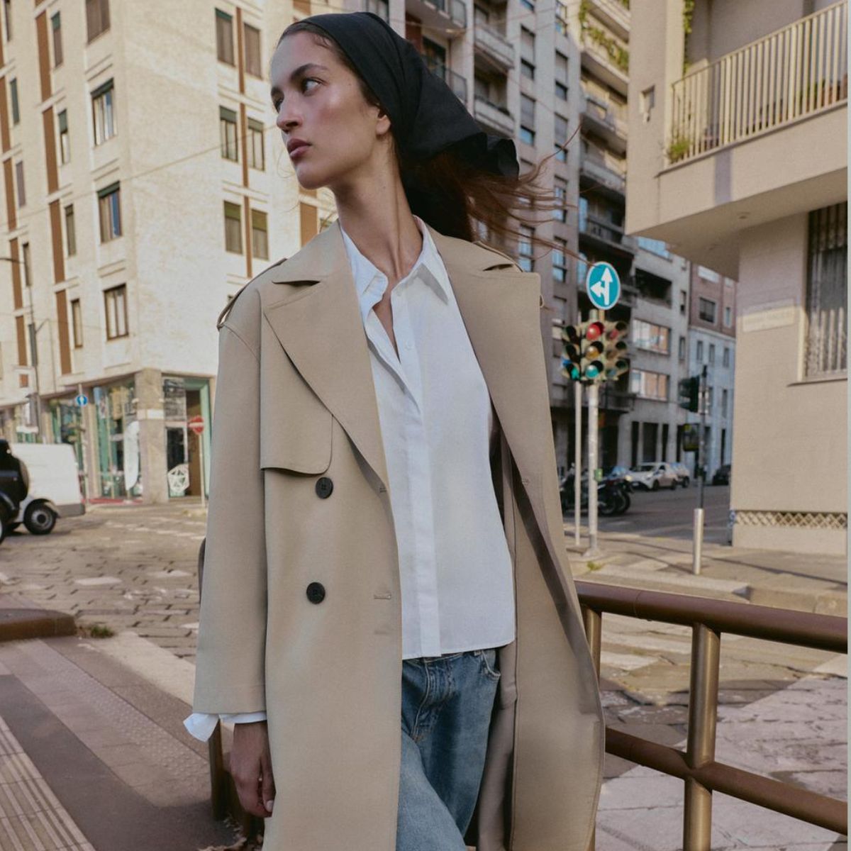 model wearing massimo dutti jacket