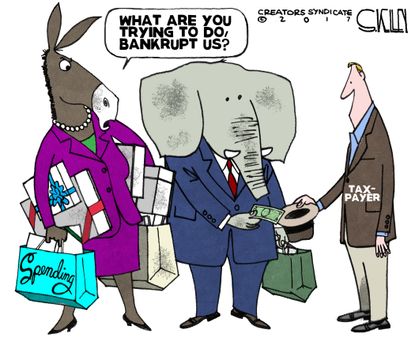 Political cartoon U.S. GOP tax cuts spending