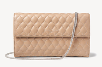 London Clutch Purse with Chain, Quilted Soft Taupe, ( £147.50