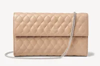 London Clutch Purse with Chain, Quilted Soft Taupe, (£147.50) $205.00 | Aspinal of London