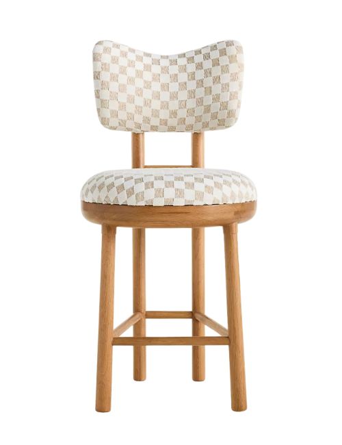 Irie Carmine Jacquard Oak Wood Counter Stool