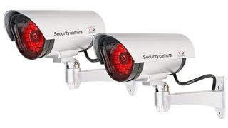 X5S Fake Dummy CCTV Security Surveillance Camera Flashing LED Indoor Silver 