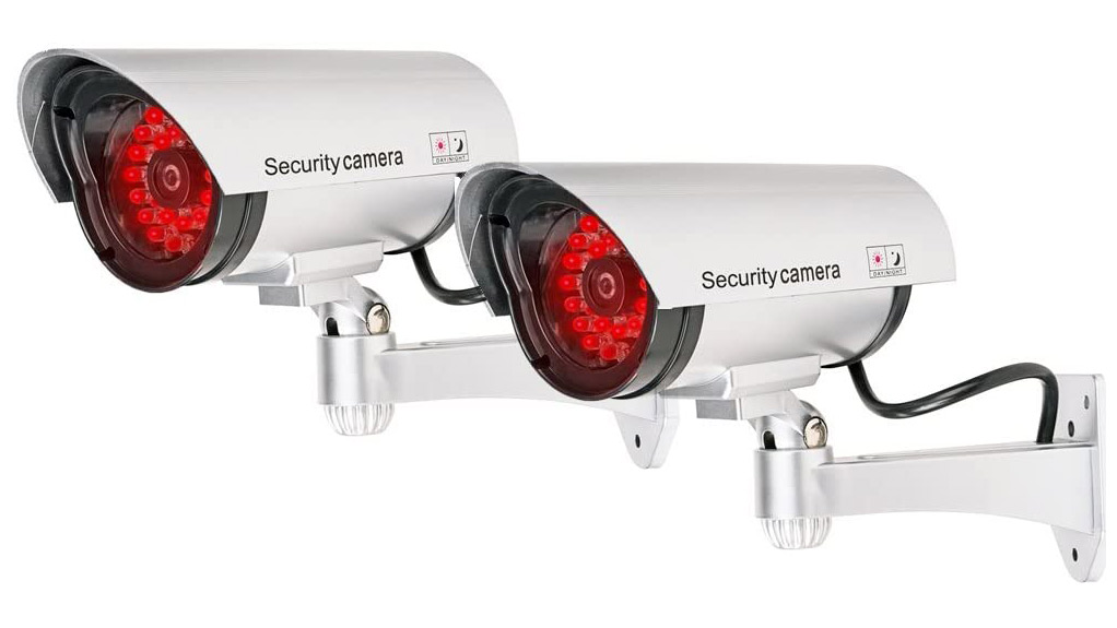 2 SecurityCamera Dummy Fake Indoor Outdoor Security Camera LED Light 
