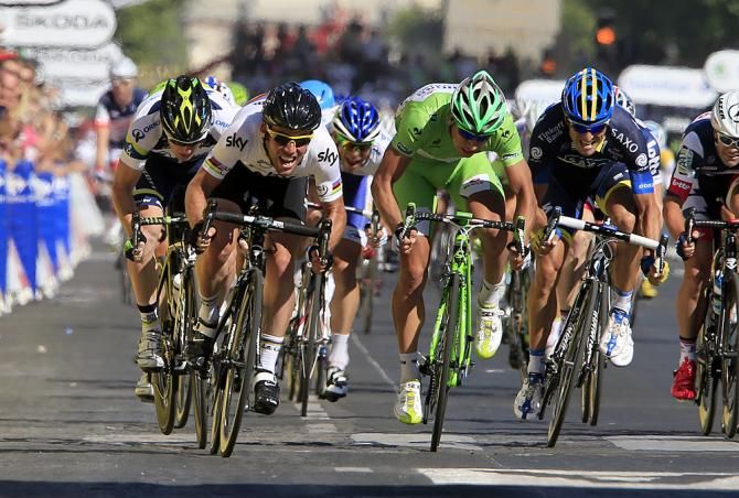 Mark Cavendish was given free reign to go for his fourth straight Champs Elysees win in 2012, giving the Sky team reason to celebrate stage and overall victory.