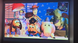 Scene from Toy Story projected onto a wall by the XGIMI MoGo 3 Pro projector