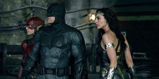 Ezra Miller, Ben Affleck and Gal Gadot in Justice League