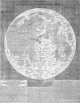 Map of the Moon by Michael van Langren (1655).