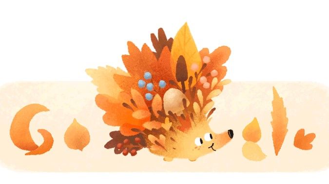 Google celebrated the 2021 autumn equinox with the release of this doodle of a spiky hedgehog awash in autumn colors.