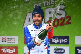 Thibaut Pinot (Groupama-FDJ) celebrates stage 5 win at Tour of the Alps