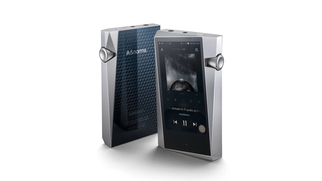 The Astell & Kern A&norma SR25 mp3 player in black and silver