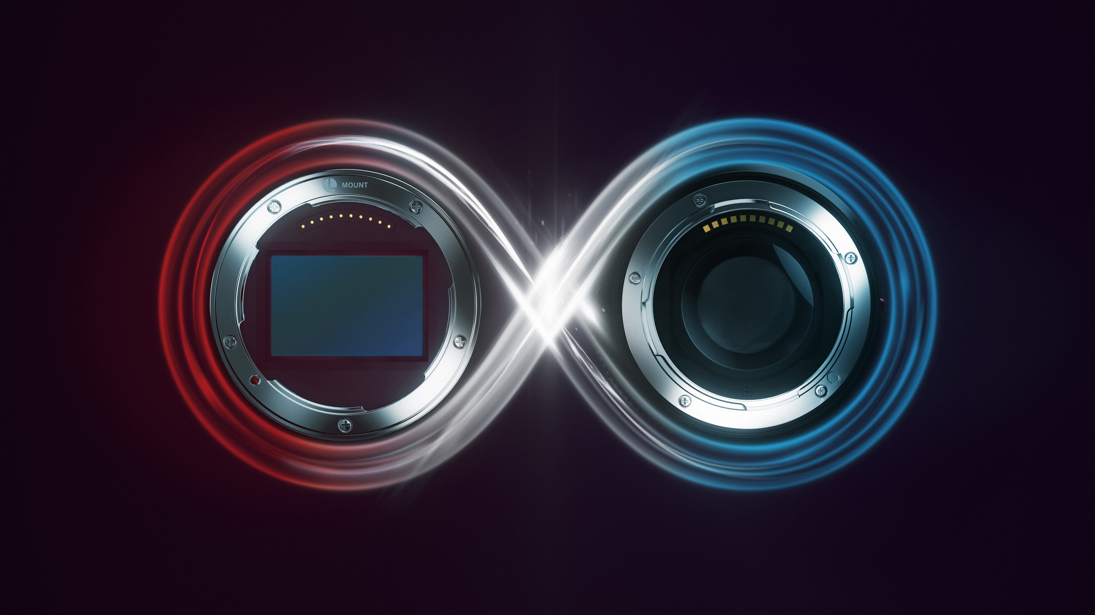 The L-Mount logo with a lens mount and a lens