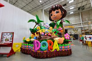 Dora’s Fantastical Rainforest float by Dora-Nickelodeon is seen during the Macy's Thanksgiving Day Parade Studio Day 2024 on November 19, 2024 in Moonachie, New Jersey. Photo by Eugene Gologursky/Getty Images for Macy's