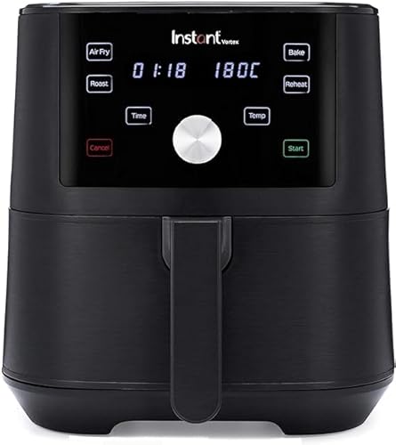 Instant Vortex Digital Single Drawer Air Fryer With Easy to Use 4 Smart Programmes - Air Fry, Bake, Roast and Reheat Capacity, Non-Stick and Dishwasher Safe Basket, Black - 5.7 Litre, 1700w