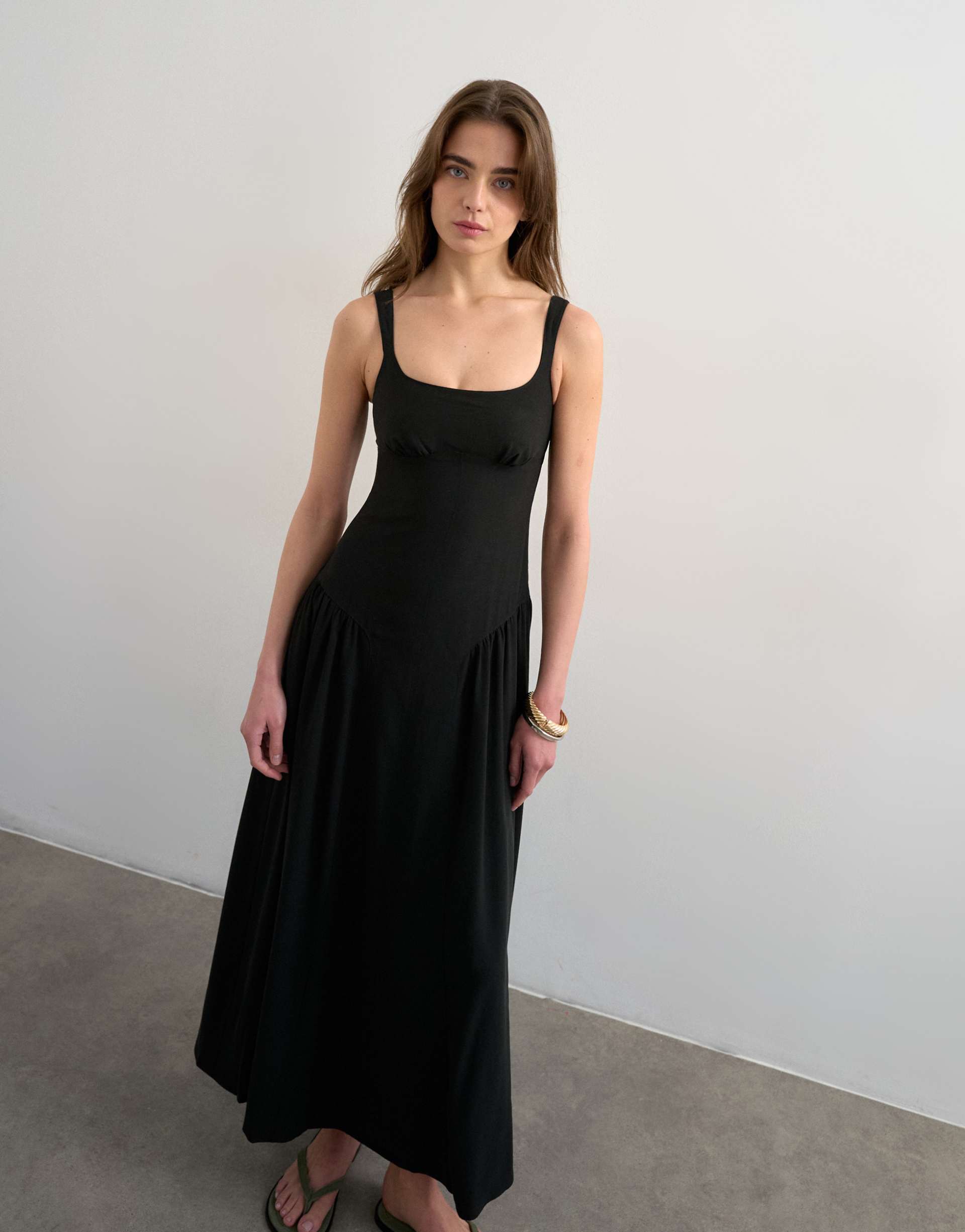 Topshop, Dropped Waist Linen Maxi Dress