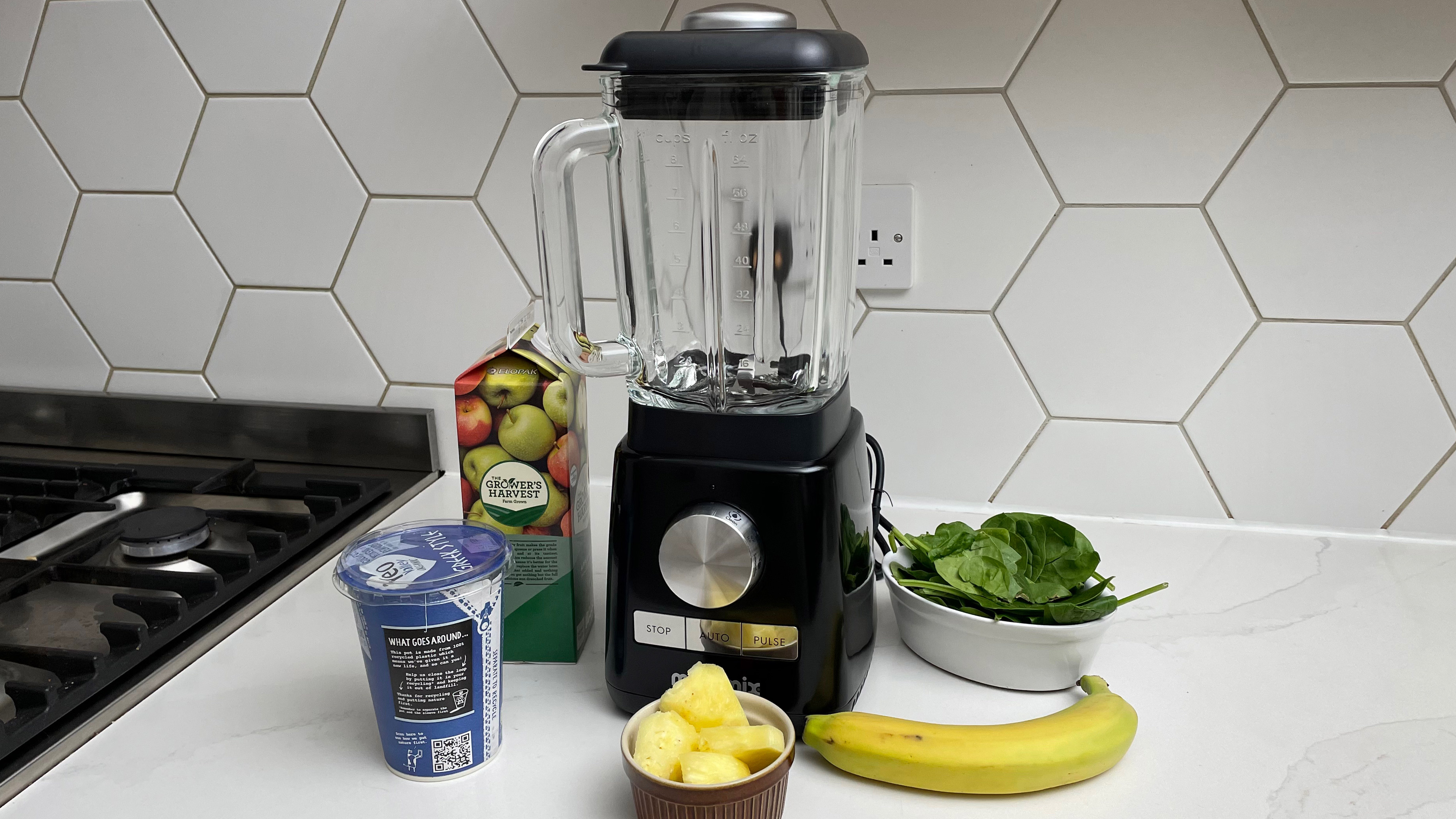 The Magimix Power Blender surrounded by ingredients to make a smoothie