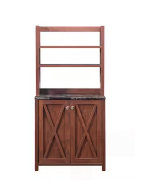 Rubino Vintage Walnut Baker Rack With Double Doors