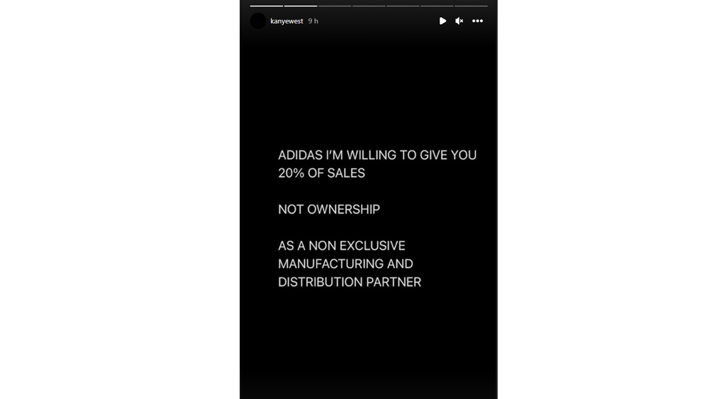 A screenshot of Kanye West's Instagram Stories