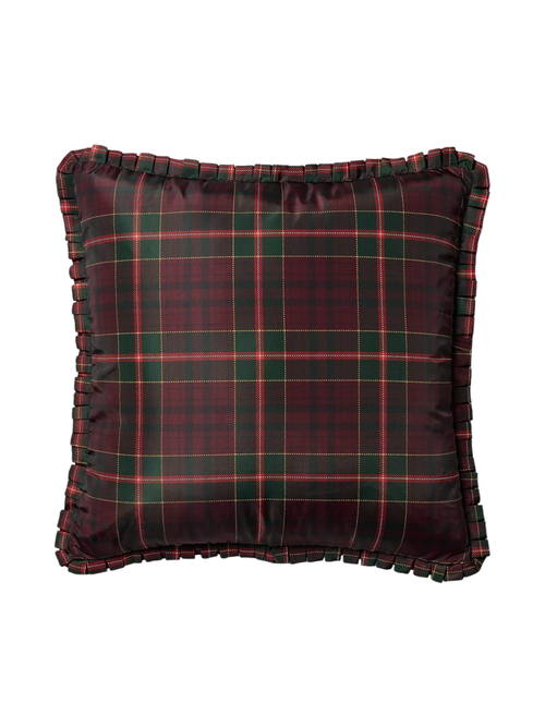 Oversized Tartan Taffeta Ruffle Pillow