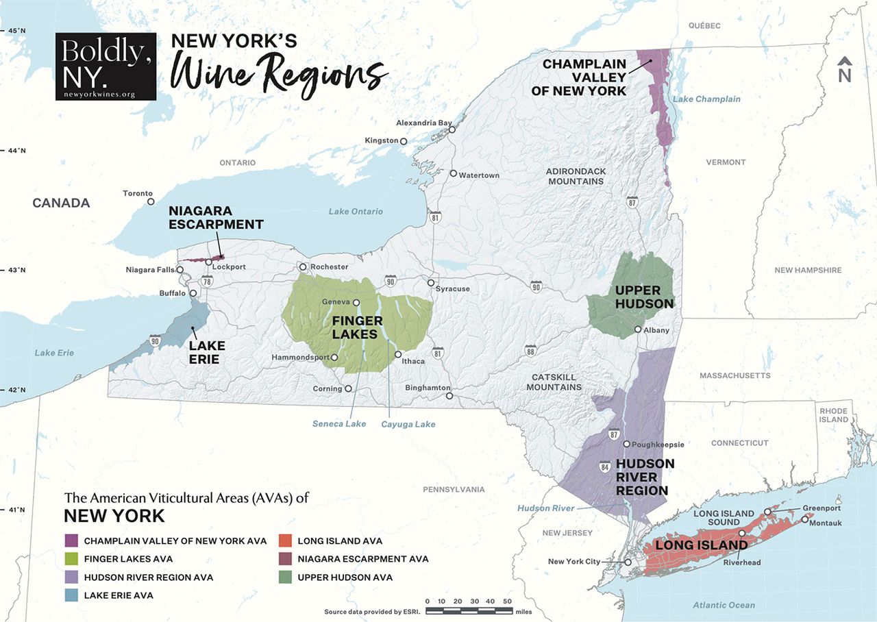 Map of New York's wine region