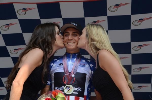 Matthew Busche (RadioShack) enjoys the spoils of victory.