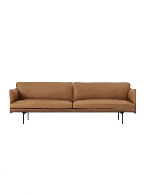 Outline 3 Seater Sofa in Refine Leather Cognac