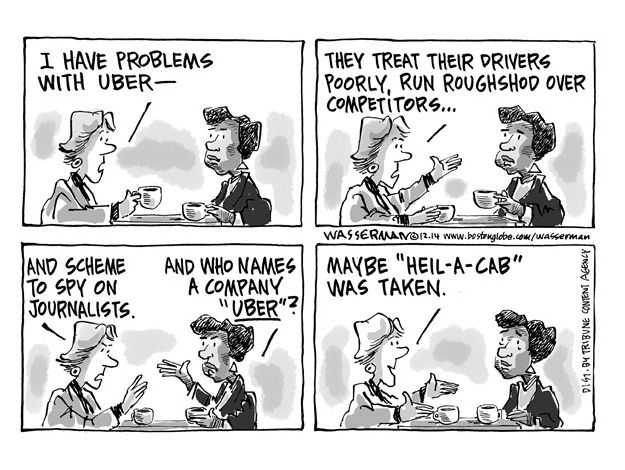 Editorial cartoon Uber transportation U.S.