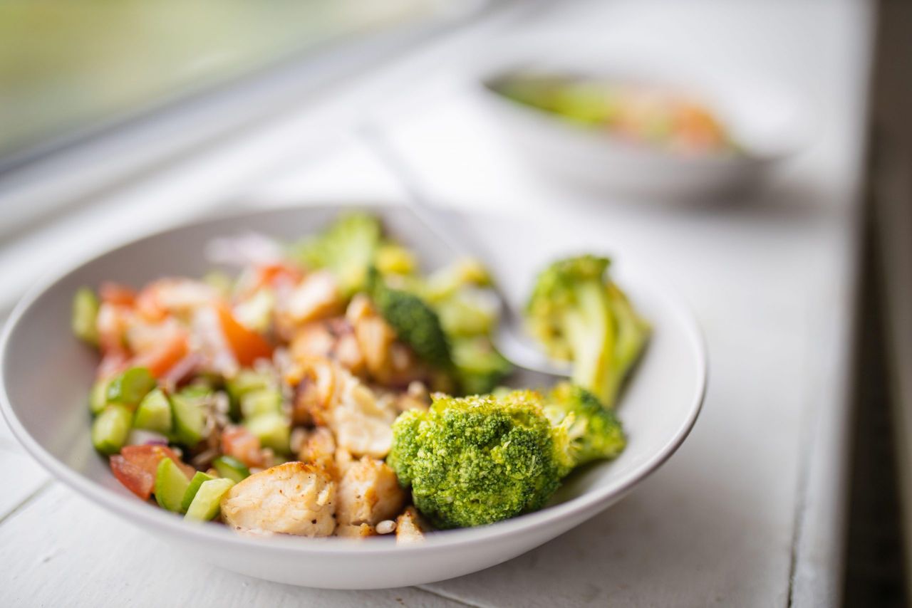 warm Broccoli and chicken salad