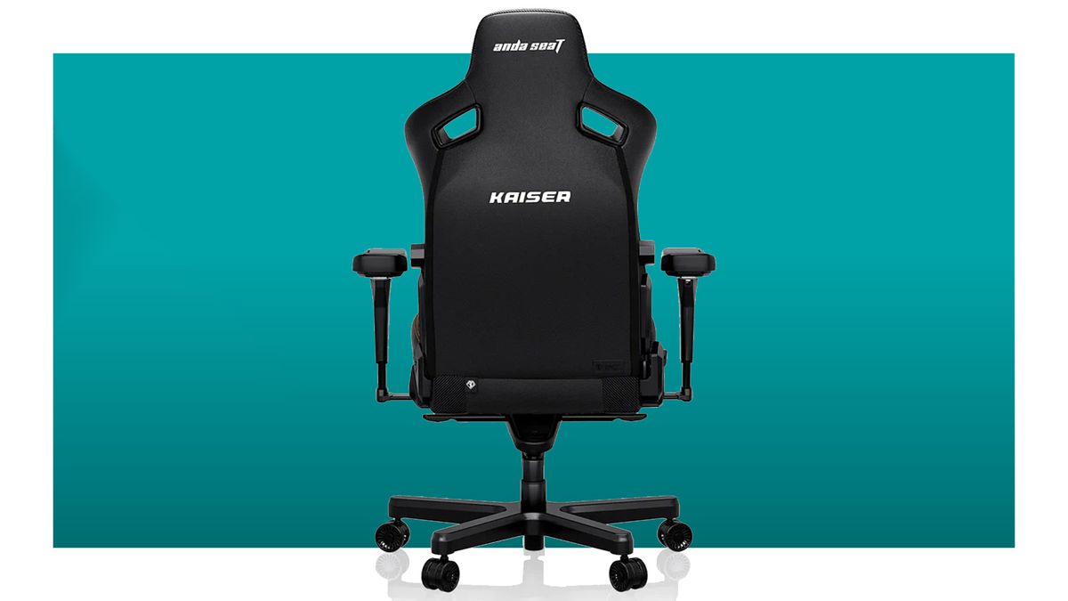 An AndaSeat gaming chair on a blue background.