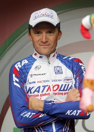 Evgeni Petrov (Katusha) waits to go on the podium
