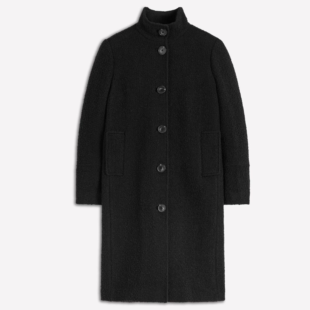 Boden Black Funnel-Neck Coat