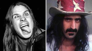 Photographs of Ozzy Osbourne pulling a face with his tongue out and Frank Zappa wearing an Uncle Sam hat