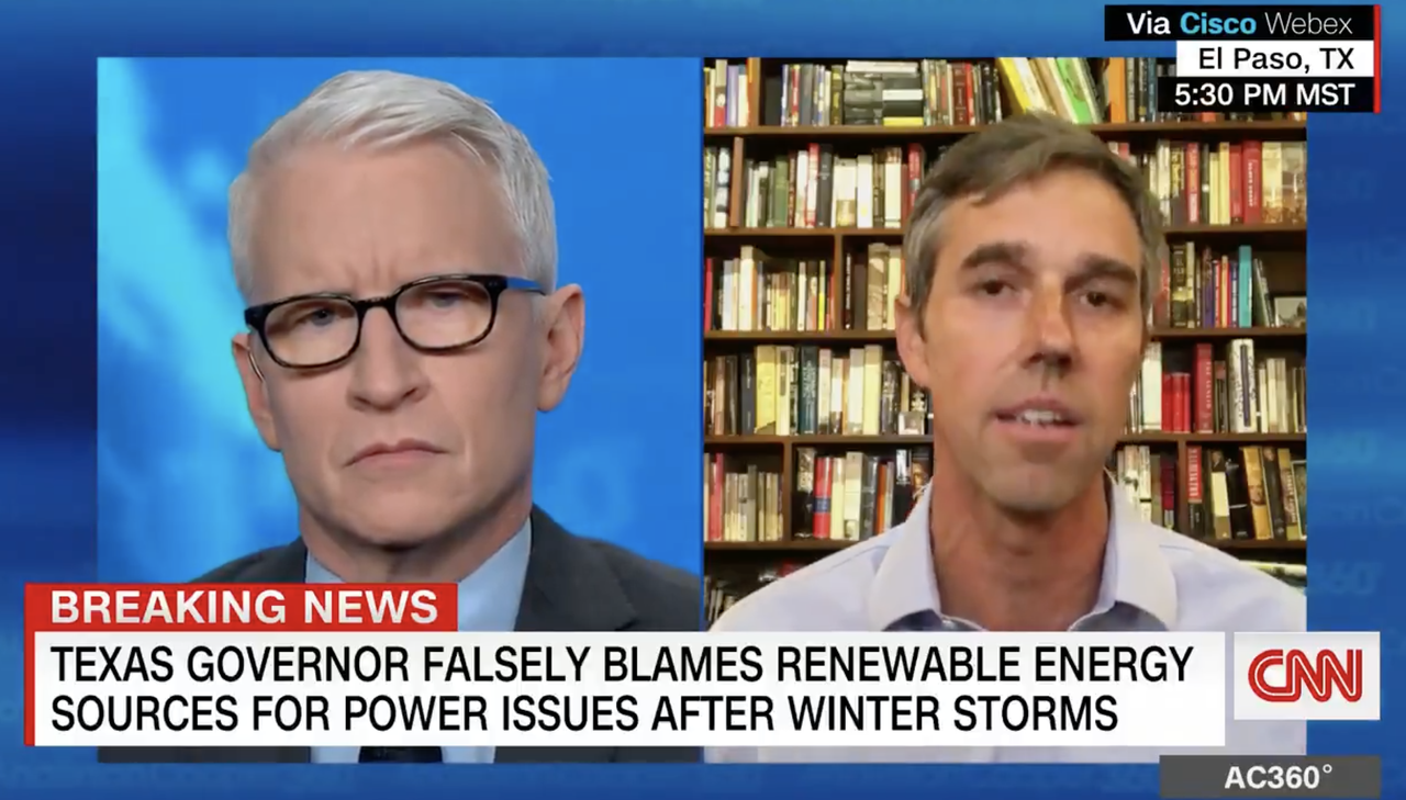 Beto O&amp;#039;Rourke and CNN&amp;#039;s Anderson Cooper.