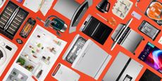 Appliances on orange background 