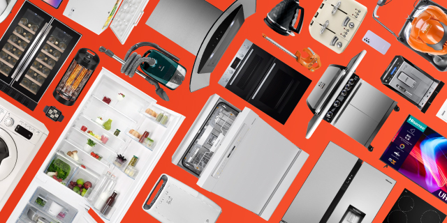 Appliances on orange background