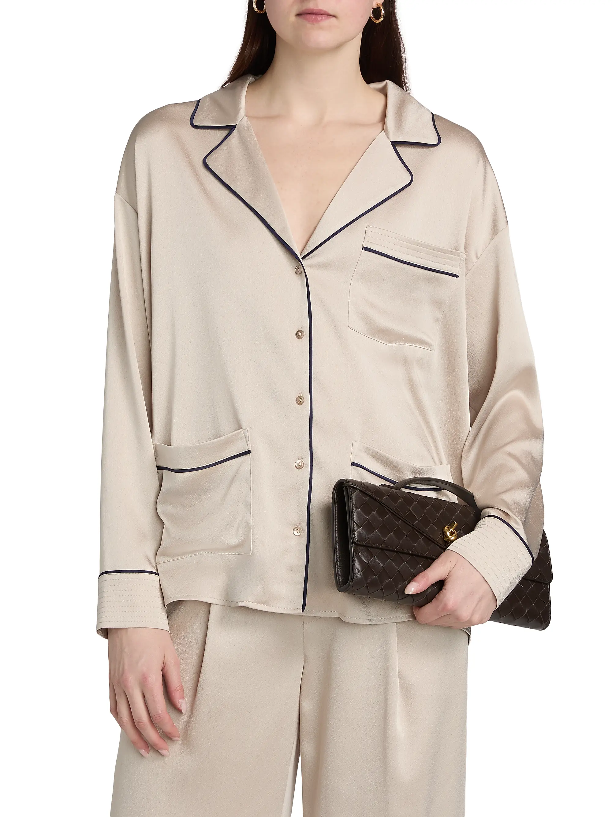 Mara Satin Piped Blouse