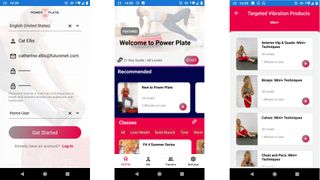 Power Plate mobile app screengrabs