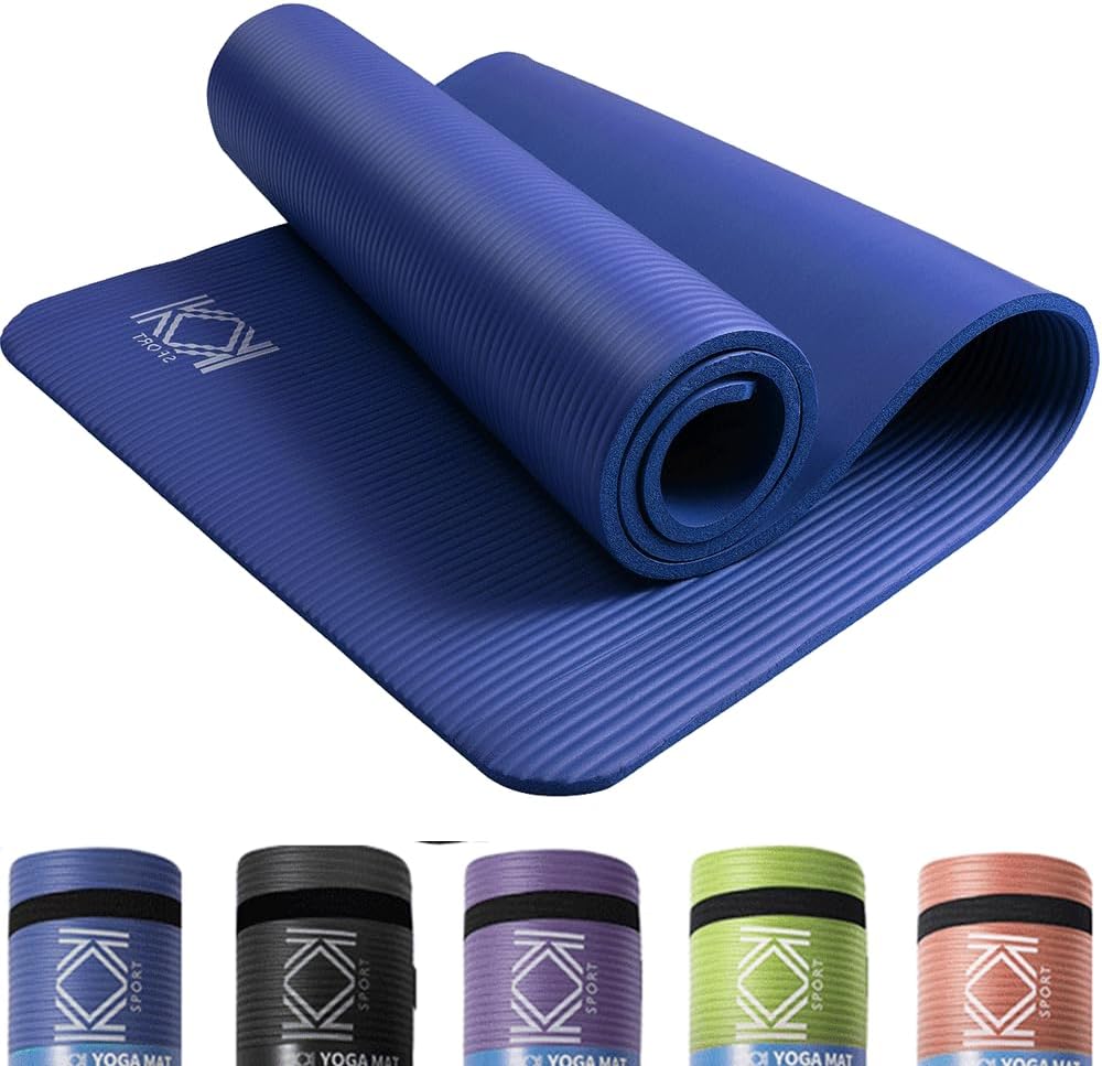 Yoga Mat 15mm Thick Padded Nbr Exercise Mats for Yoga, Pilates and Gymnastics Suitable for Both Man and Women With Non-Slip Material With Carry Strap for Yoga - 3 Colors Black, Blue &amp;amp; Purple