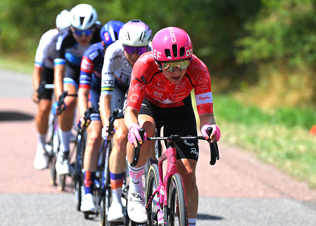 Alison Jackson leads the breakaway on stage 5 at the Tour de France Femmes