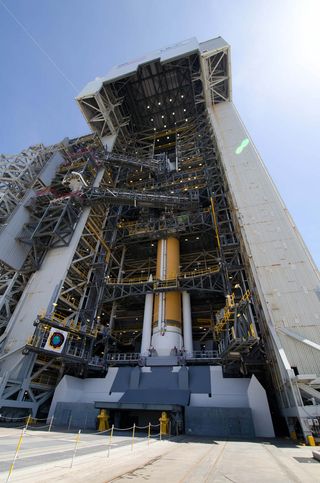 Delta 4 Rocket with NROL-25 Satellite in the Mobile Service Tower