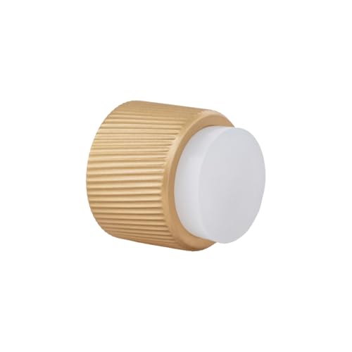Evi Herrajes | Design Wall Door Stop - Linear Knurling - 28x28 Mm - Satin Matt Brass - Adhesive and Screw Mounting