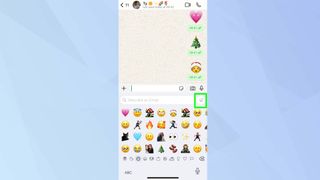 Genmoji icon highlighted in Whatsapp chat